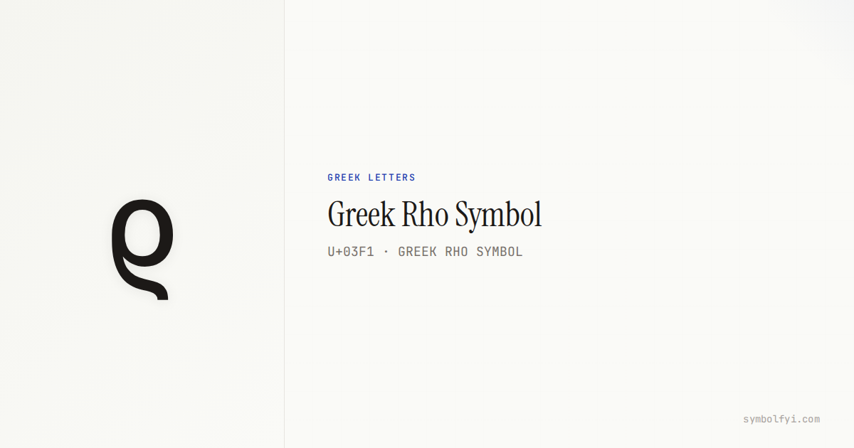 ϱ Greek Rho Symbol — Unicode Symbol Info — SymbolFYI