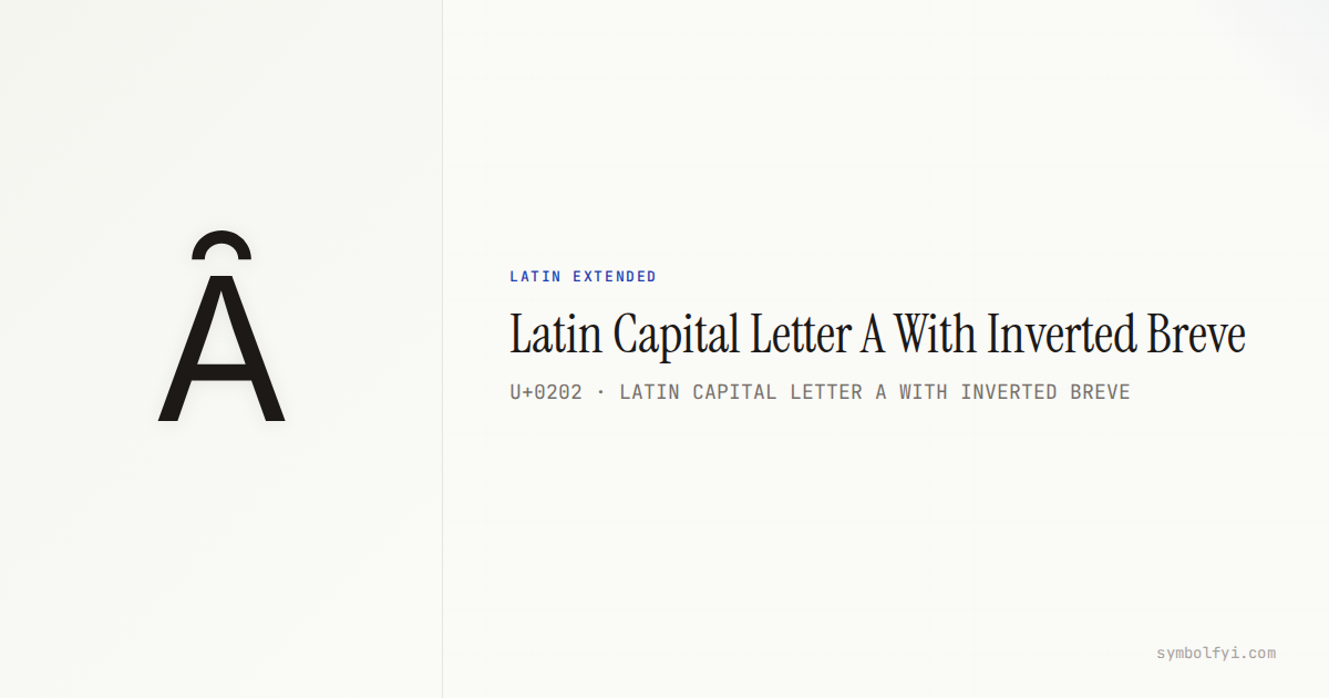 Invrted Letters Ȃ Latin Capital Letter A With Inverted Breve — Unicode Symbol Info ...