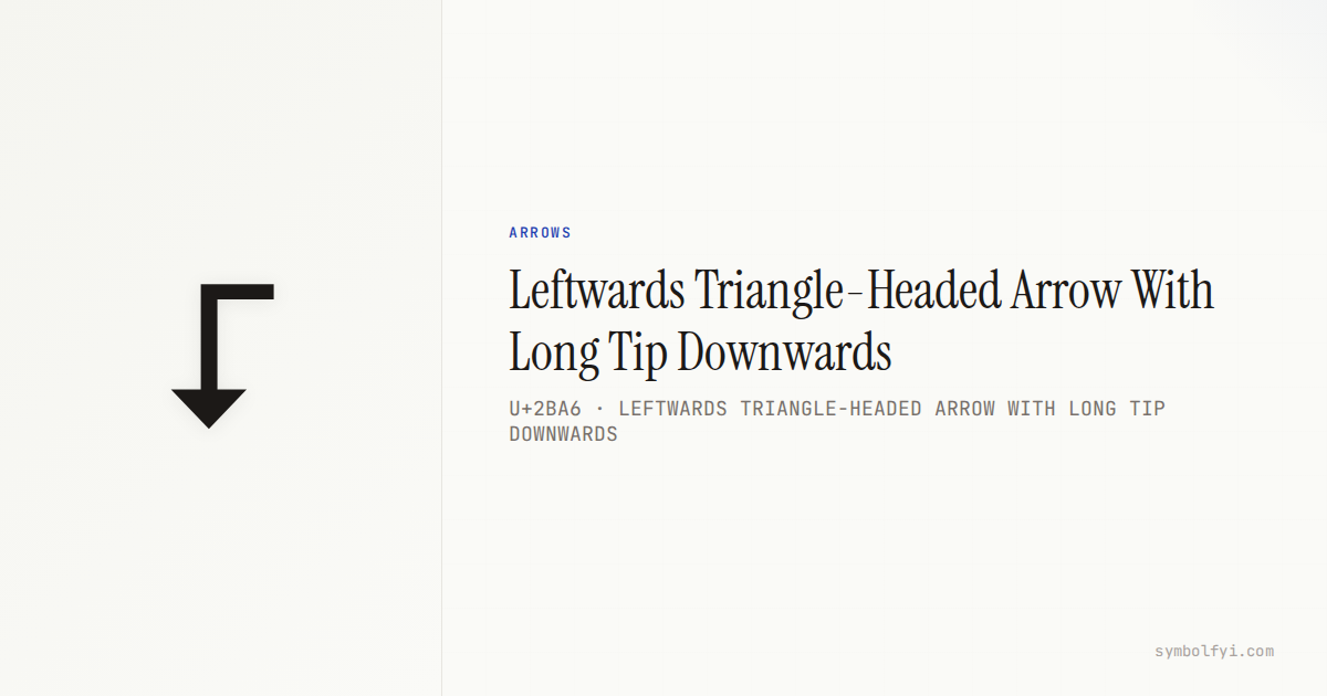 Leftwards Triangle-Headed Arrow With Long Tip Downwards — Unicode ...