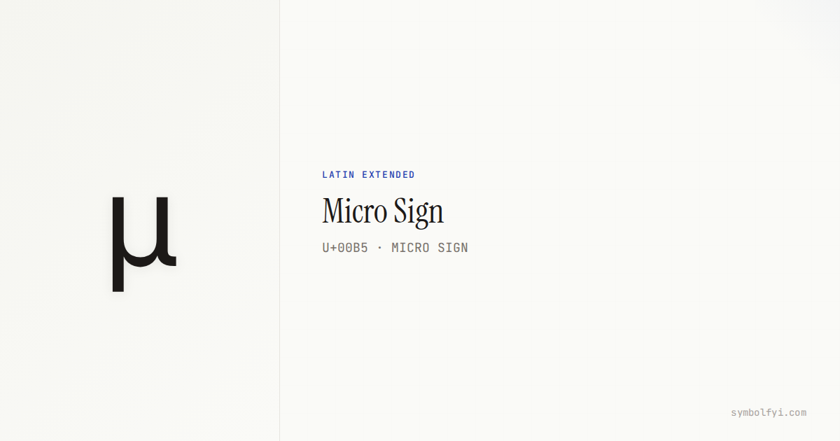 Micro Syymbol µ Micro Sign — Unicode Symbol Info — SymbolFYI